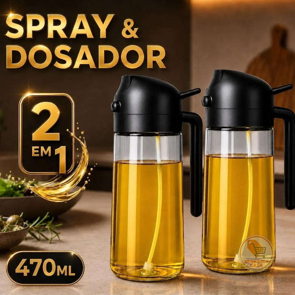 Spray Borrifador Azeite Dosador 2 em 1 Galheteiro Economico vidro 470ml Óleo Vinagre Shoyu