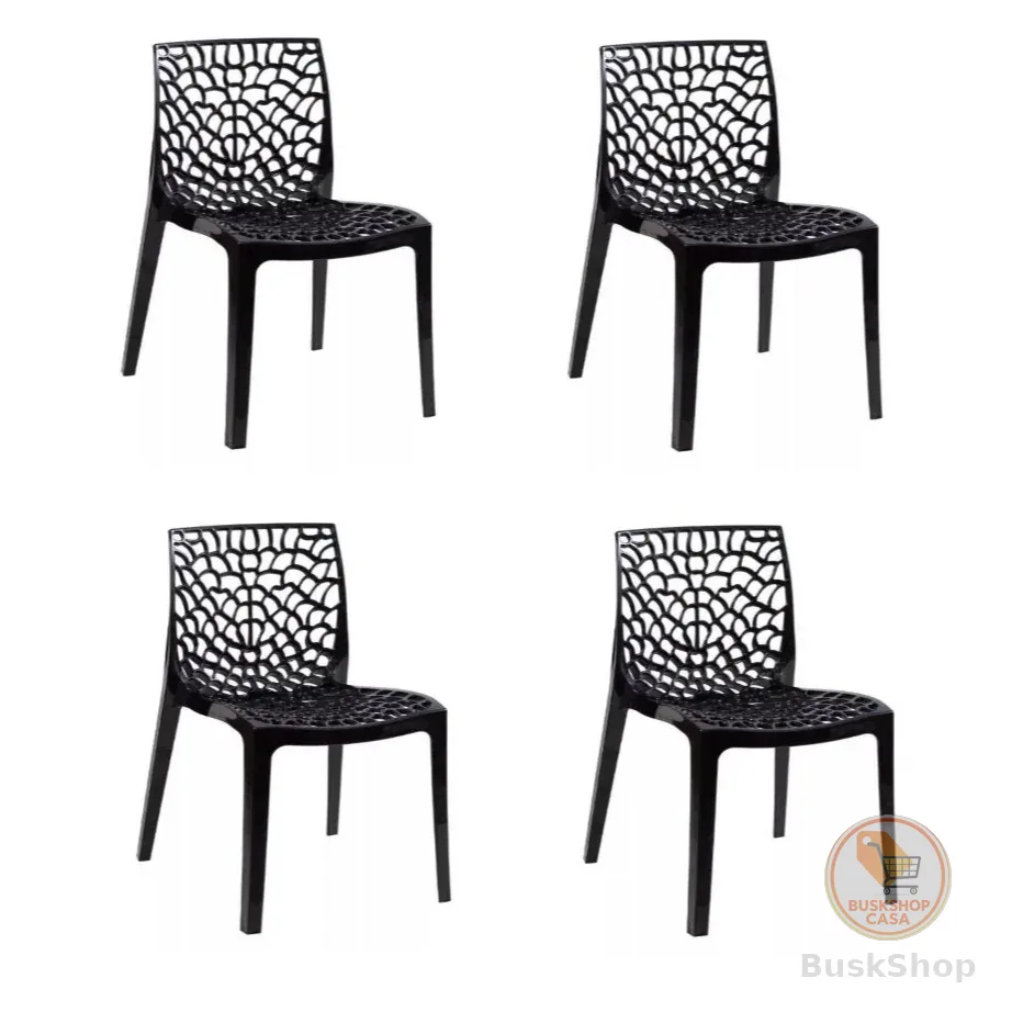 QUEIMA DE ESTOQUE - Kit 4 Cadeiras Gruvyer Para Sala De Jantar e Área Gourmet Cor Preta