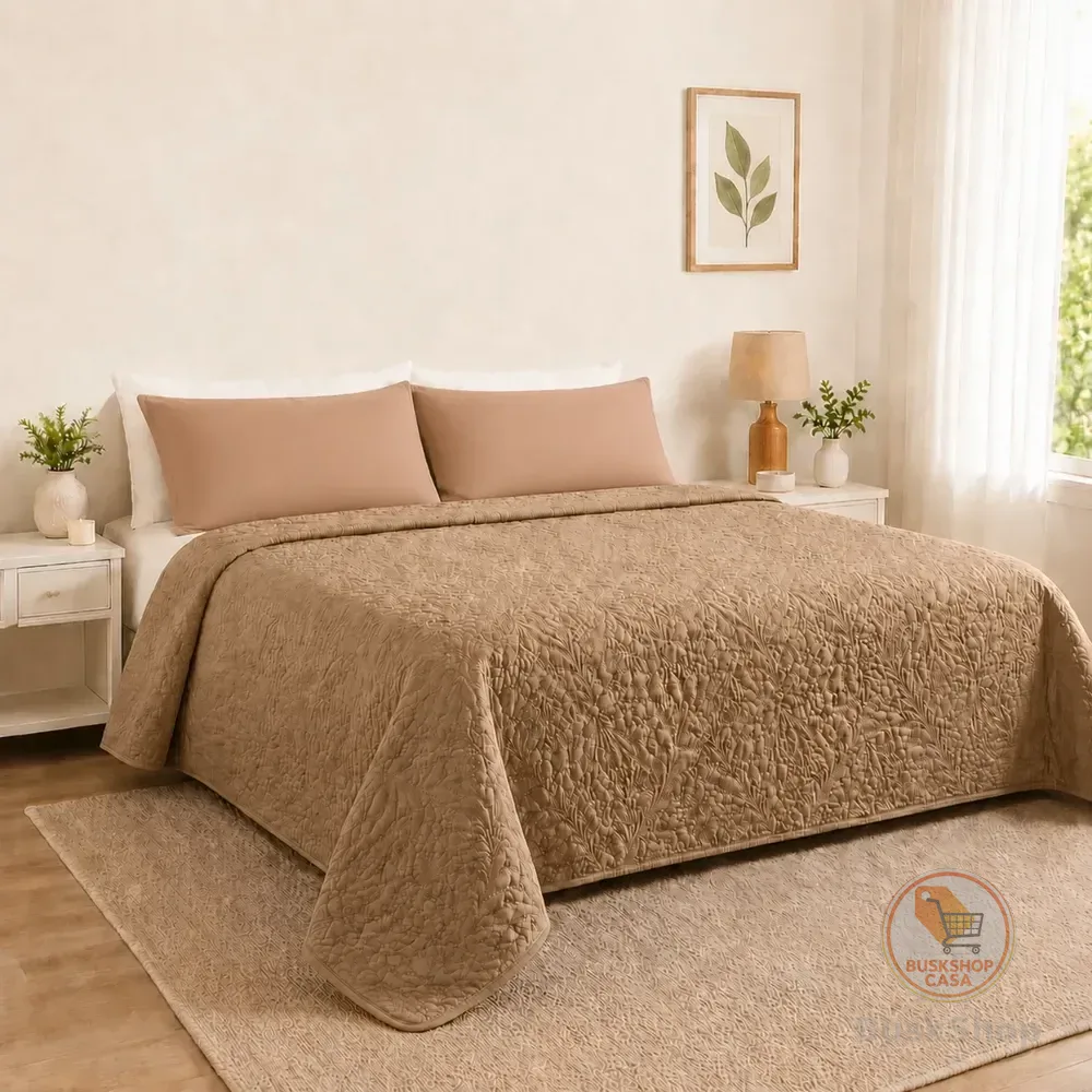 Colcha Casal Florelly Multicor 180 Fios Slim Avulso + Brinde Avela Liso