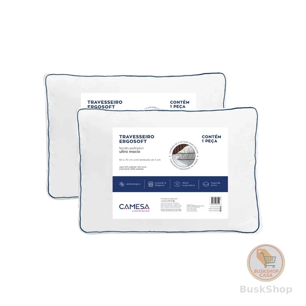 Kit 2 Travesseiros Camesa Ergosoft Hotel Ultra Macio 50x70