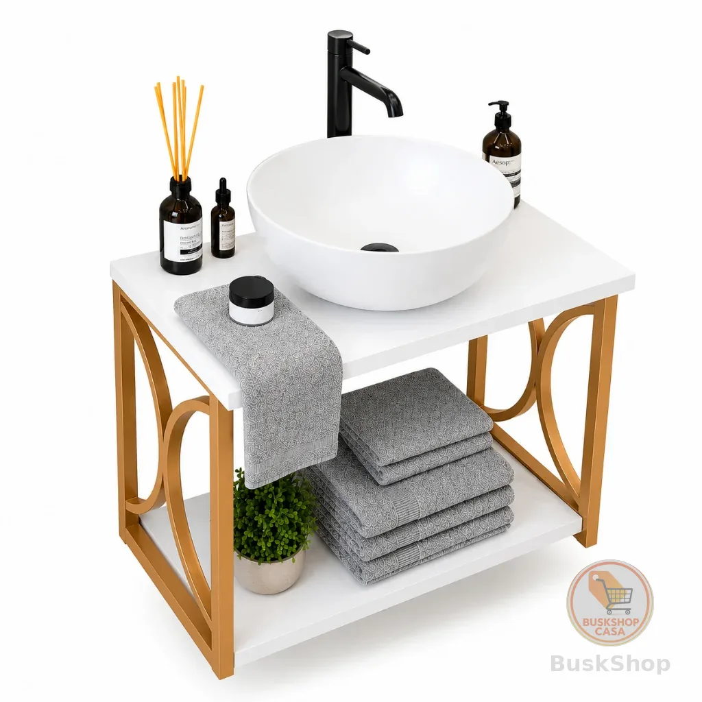 Gabinete Banheiro Estilo Industrial + Cuba Sobreposta MDF Armário + Pia Moderno Compacto Premium