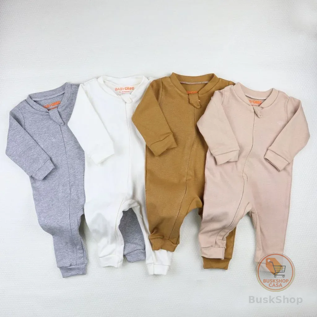 Kit 3 Macacão de Bebe Minimalista com Ziper Baby Greg - (0 a 9 meses) (RN/P/M/G)