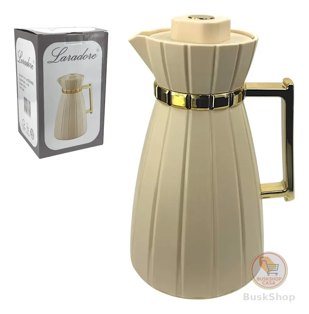 Garrafa Térmica De Café Laradore Bela - Bege E Dourada 1l Bege