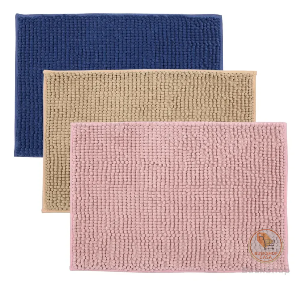 Kit 3 Tapetes De Banheiro Microfibra Bolinha Macio Seca Pés