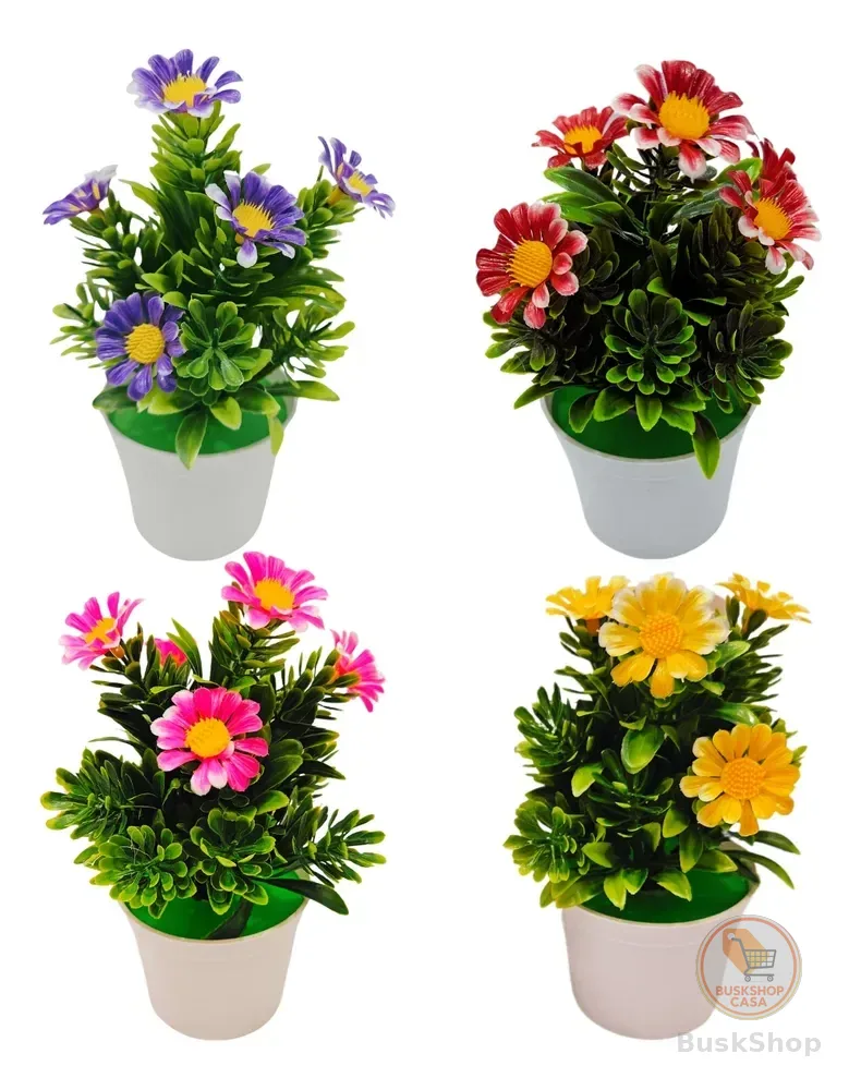 Kit 4 Vasinhos Decoração Vaso Flores Planta Artificial