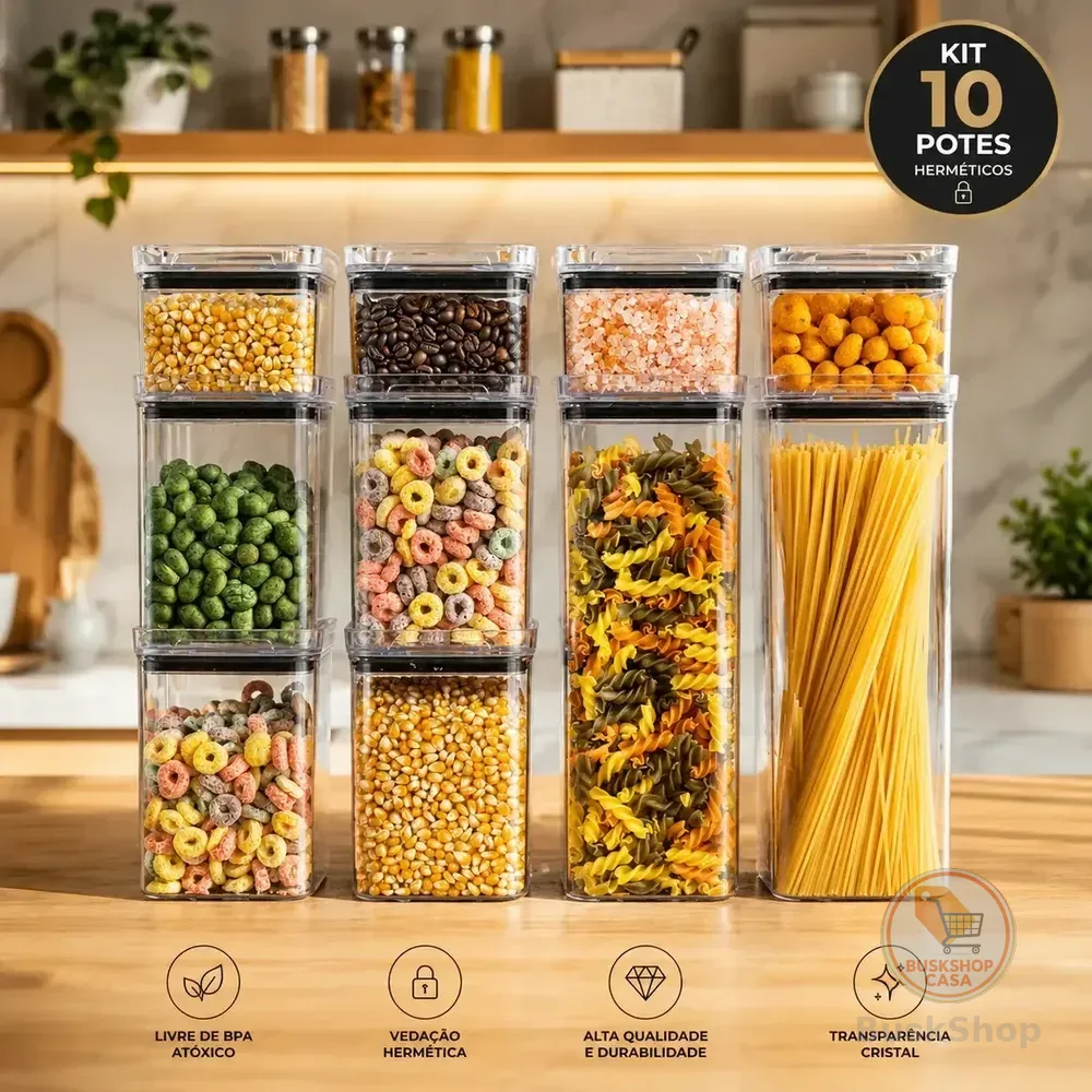 Kit 10 Porta Mantimentos Hermetico, Pote Para Alimentos