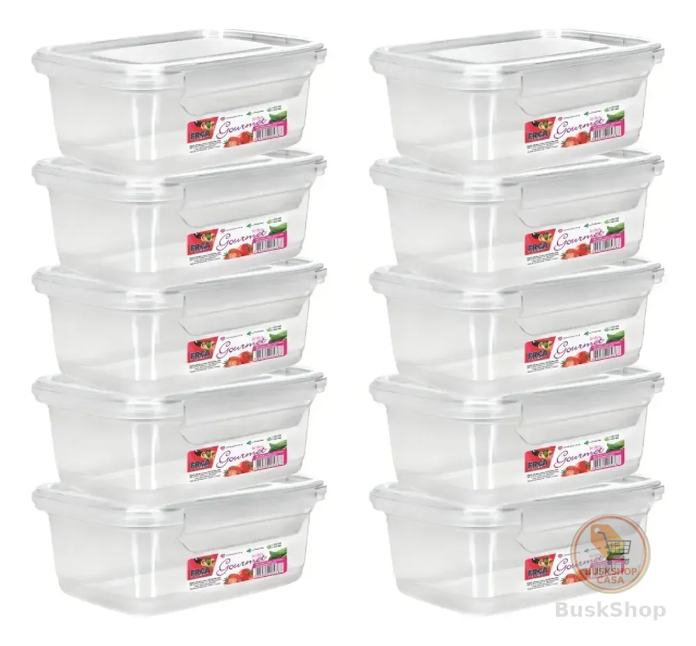 Kit 10 Potes Ercaplast de 750ml com Tampa Trava para Alimentos e Organização