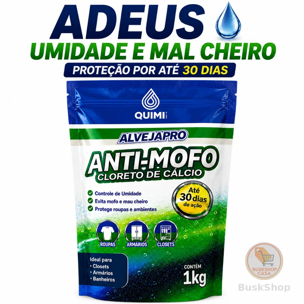 Cloreto de Cálcio PURO Anti Mofo em Bolinhas 1kg Desumificador Guarda Roupas, Armarios