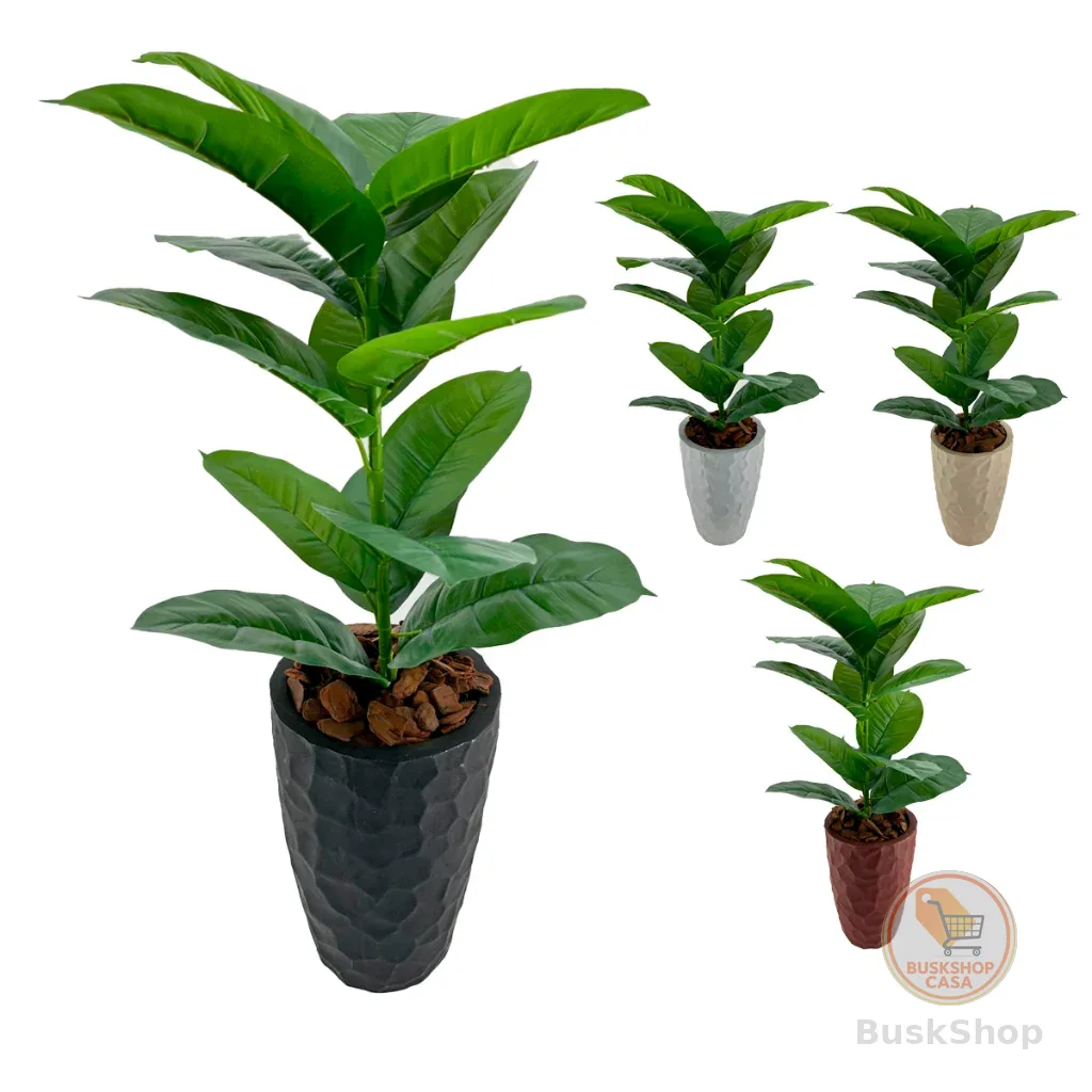 Vaso Polietileno + Planta Artificial Jiboia Follhas Grande Decoracao Jardim