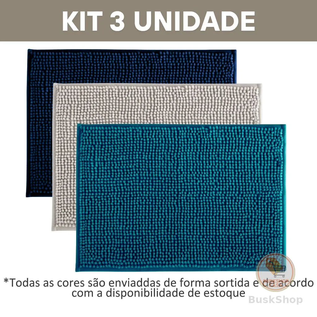 Kit Tapete Banheiro Microfibra Bolinha com 3 Peças Antiderrapante Bolinha Macio Promoção 950grs/m2