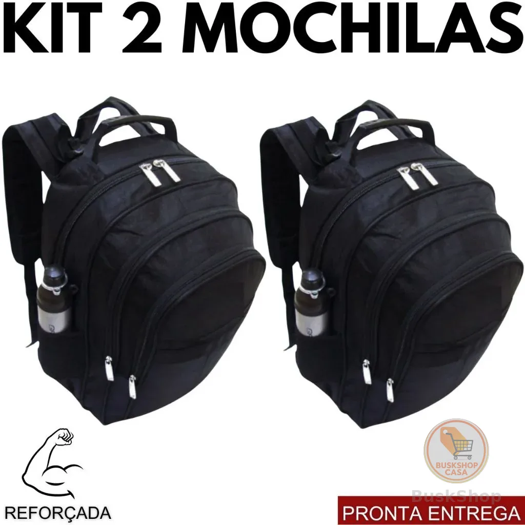 Kit 02 Mochila Escolar Bolsa Resistente Masculino Feminino Oferta