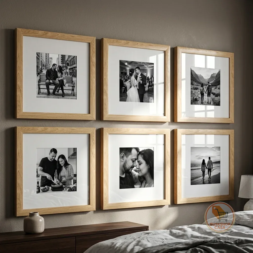 Kit 6 Quadros Decorativos 23x23 Para Sala Quarto Com Vidro Acrílico