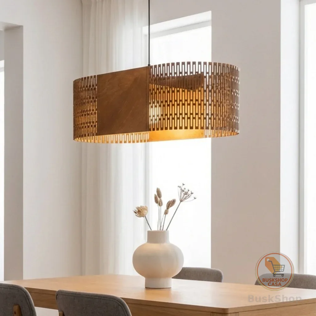 Luminária de Teto Pendente Lustre Luxo Sala Madeira MDF