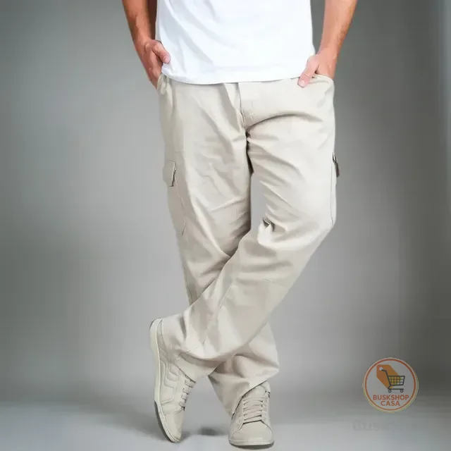 Calça Masculina Cargo Bege Streetwear Cordão 34 A 44 + Cores