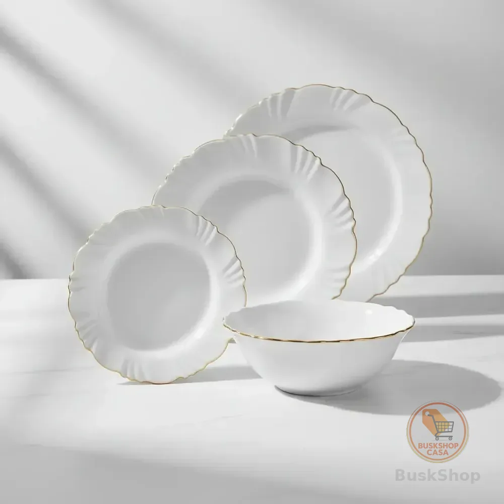 Aparelho Jantar Lidia Opaline Borda Dourada 16 Pçs Hauskraft