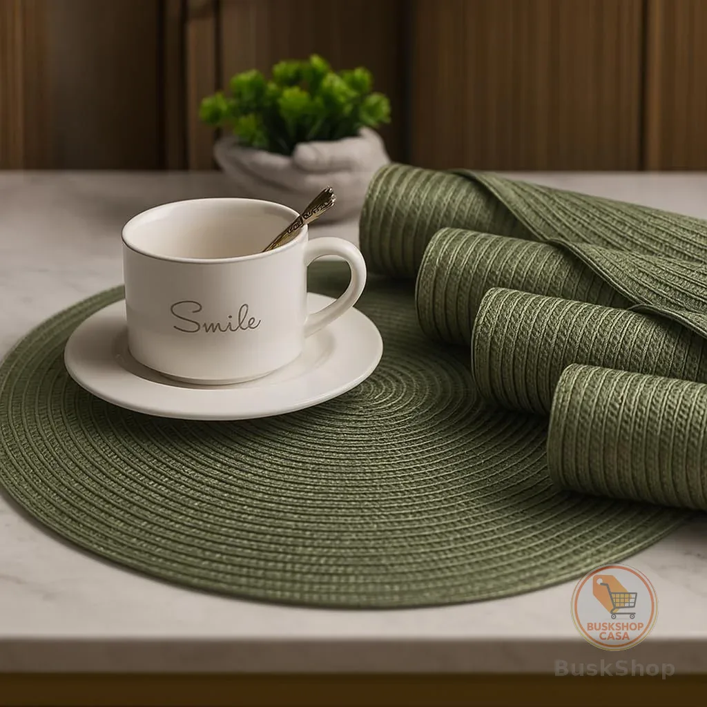 Kit 4 ou 6 Jogo Americano Tapete De Mesa Posta Redondo Design Elegante Impermeável 38cm