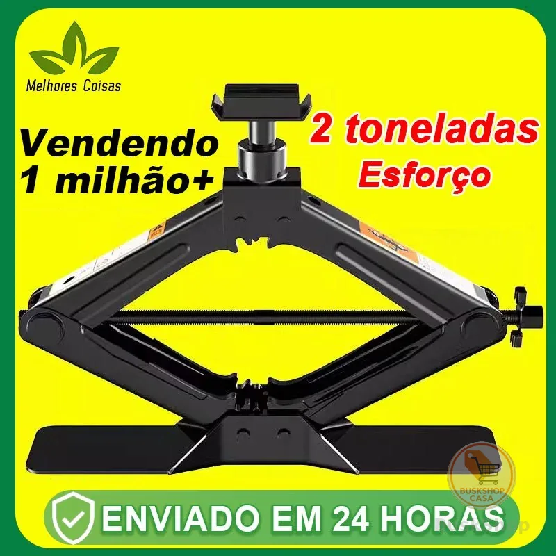 Macaco Sanfona de Carro Suporta 2 / 1.5 Toneladas  Jacaré Universal Original para Troca de Pneu