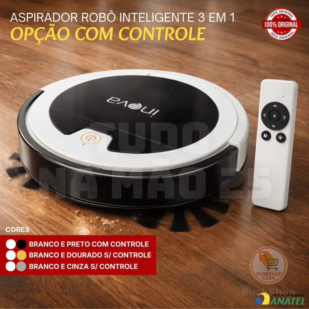 [NOVO] ROBÔ ASPIRADOR Inteligente 3 em 1 POTENTE LIMPEZA TOTAL com CONTROLE REMOTO PERSONALIZÁVEL