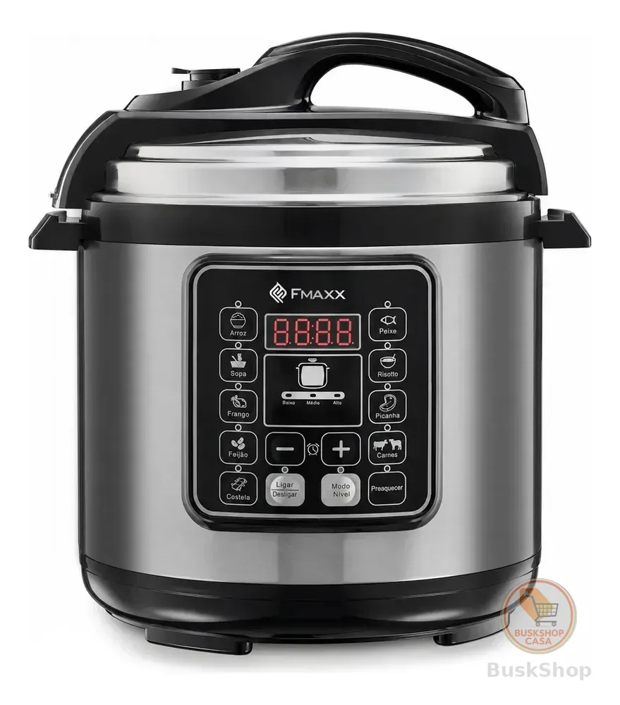 Panela De Pressão Elétrica Digital 6l, Fmaxx, Inox 1000w Cinza 127v 60hz