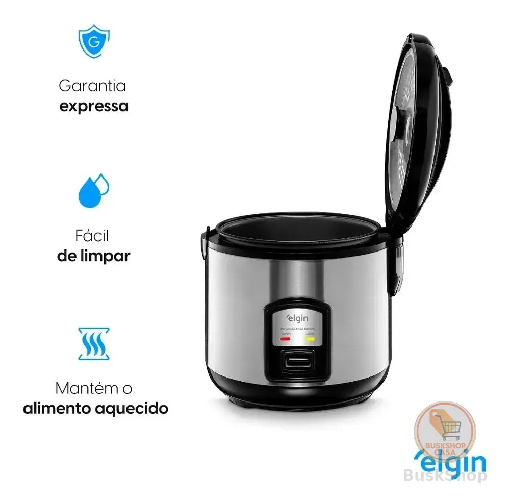 Panela De Arroz Elétrica Gran Rizzo 700w Elgin 10 Xíc Preto
