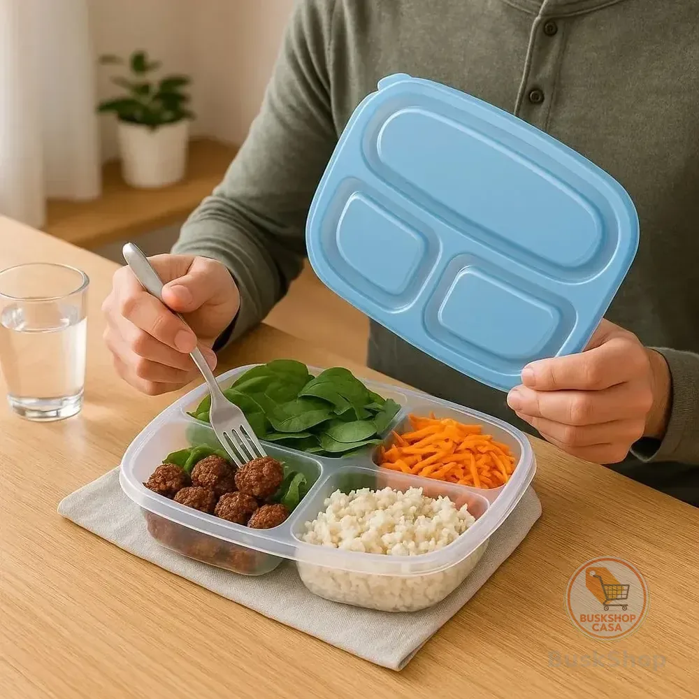 Kit 2 Marmitas 3 Divisórias Bpa Free 1000ml Com Tampa