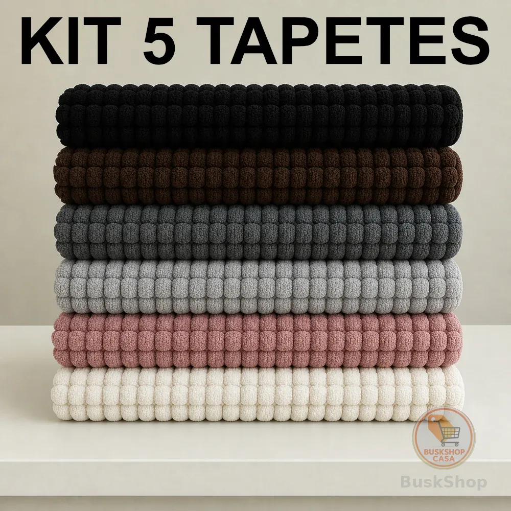 KIT 5 Tapete Bolinha Banheiro Microfibra Macarrão 38x58 Antiderrapante Macio Alta Absorção