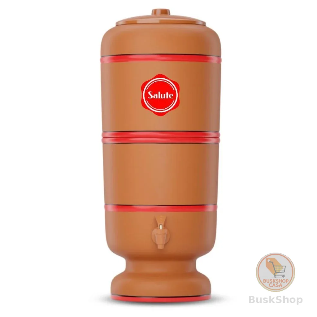 Filtro de Água de Barro (Salute) Total 8 litros com Vela Tripla Ação Esterilizante Elimina Bactérias