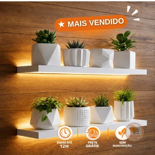 Kit Vaso Decoracao - Até 8 Unidades Com ou Sem Planta - Mesa, Estante, Rack, Nicho