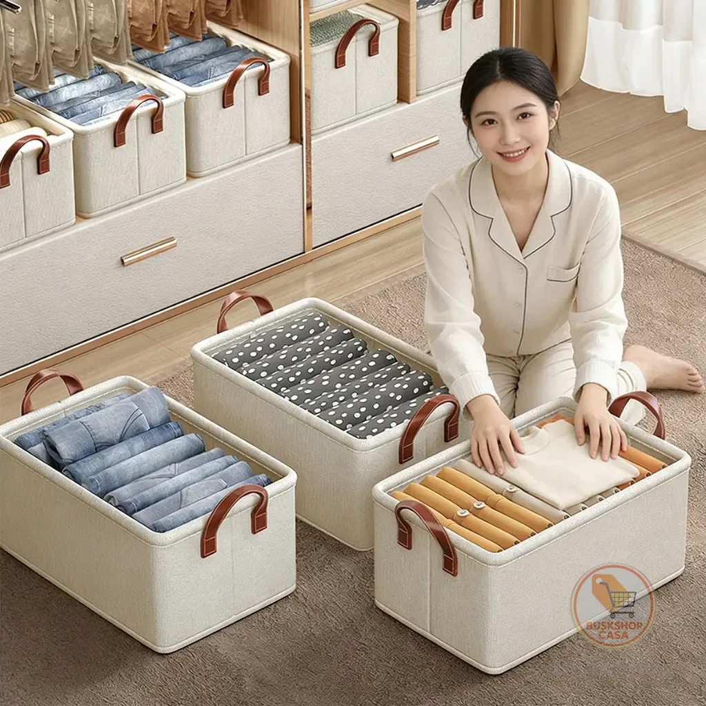 Conjunto de 2/4 Caixas Organizadoras com Gaveta Cesta de Armazenamento para Roupas