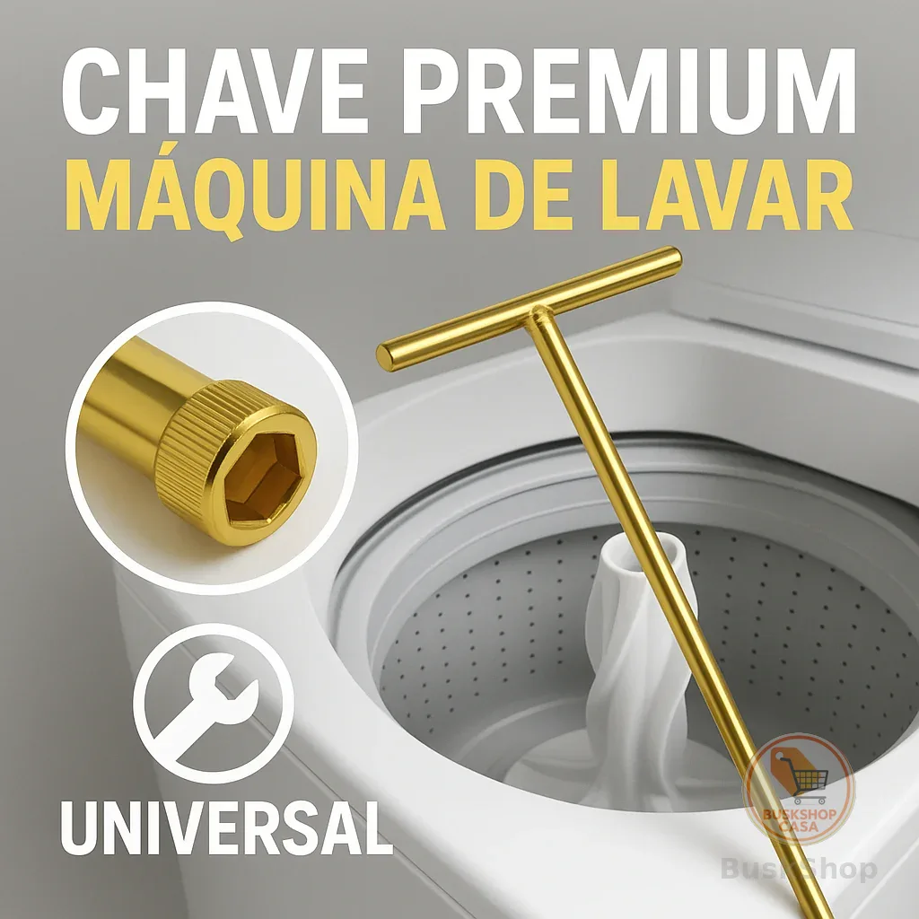 Chave T Longa 10mm + Pastilha para Abrir Agitador de Máquina de Lavar – Uso Universal