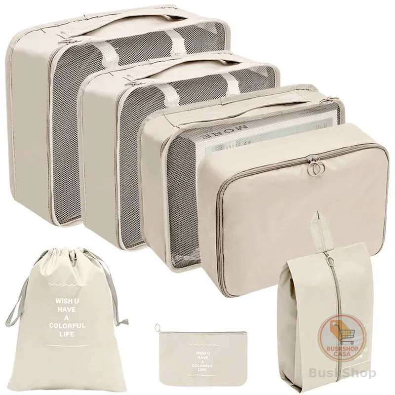 Kit 7 Pecas Bolsa Organizadoras Para Mala Roupas Bagagem Viagem