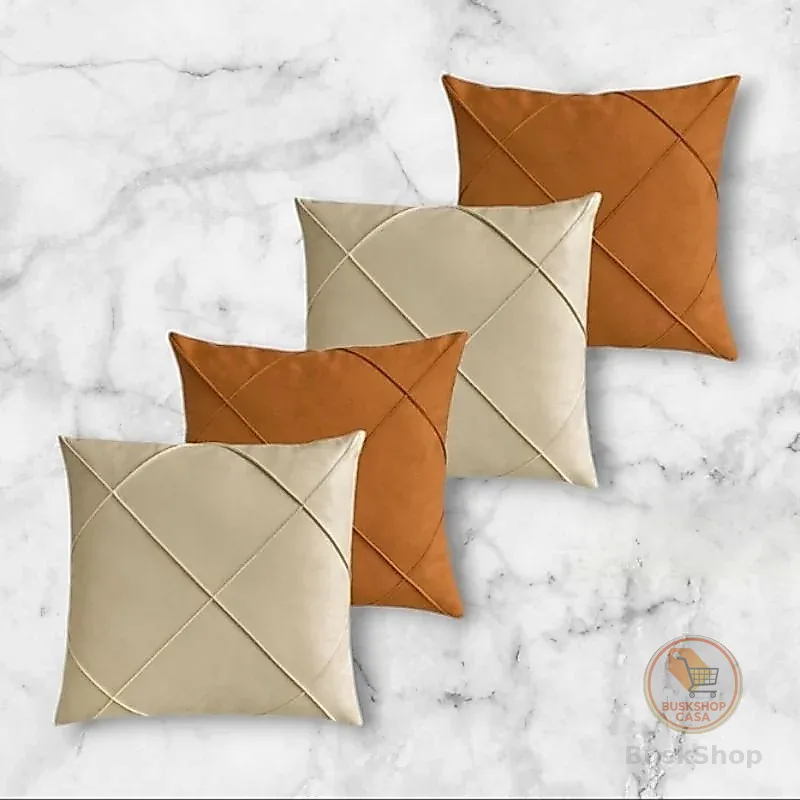 ( 4 )Capas de Almofadas Suede Drapeada 45x45