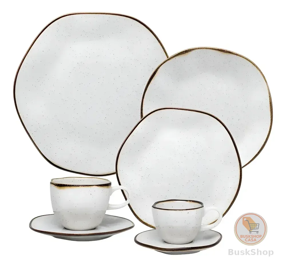 Jogo De Jantar Ryo Maresia 42 Peças Oxford Porcelanas Off White