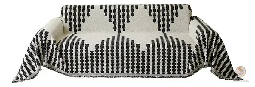 Manta Para Sofá Chenille 1 Lugar Listrada Preto 180*130cm