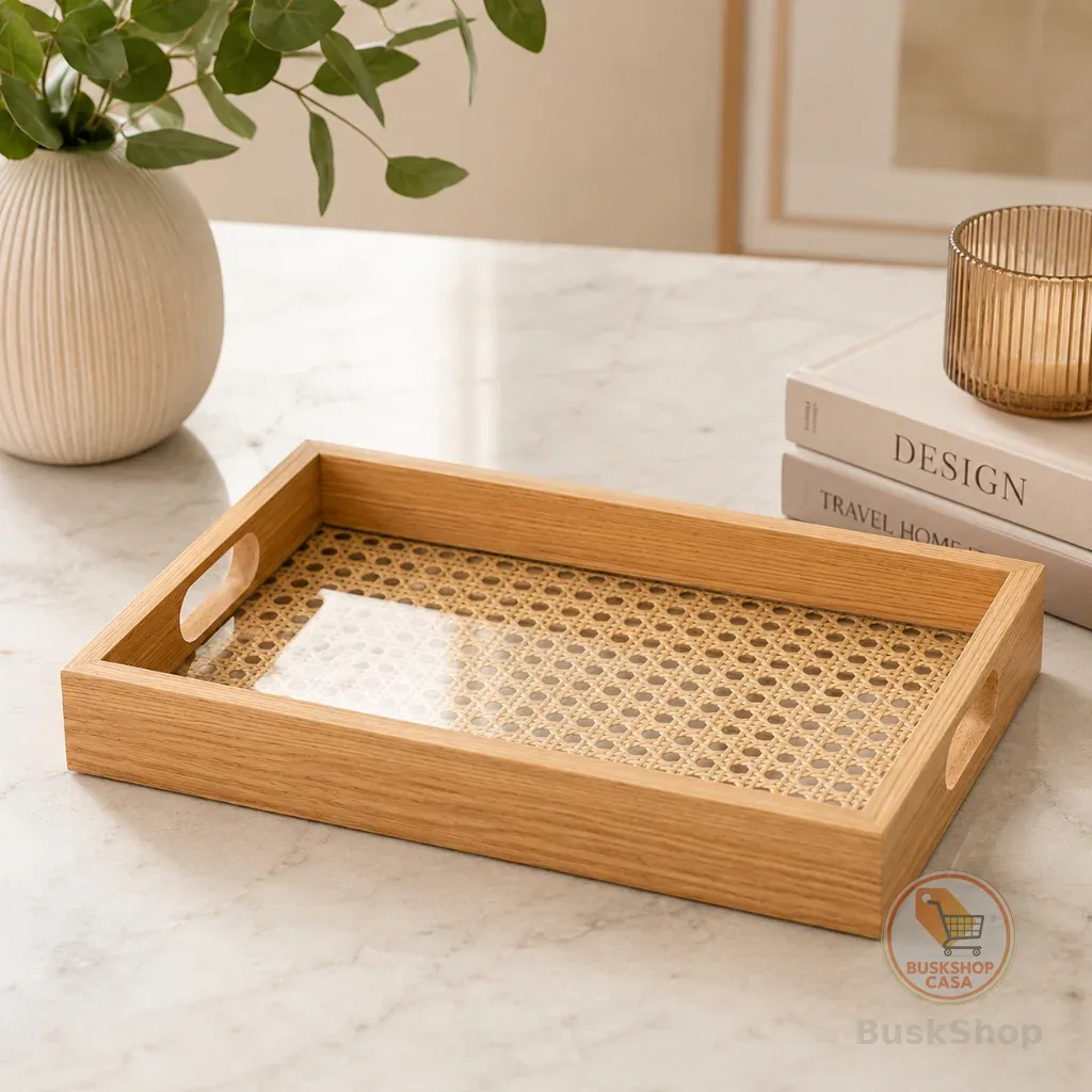 Bandeja Retangular de Mdf com Fundo Treliça 31,5x21,5cm - Lyor
