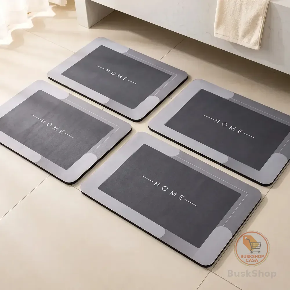Kit 4 Tapetes Mágicos Super Soft Antiderrapante Alta Absorção em Microfibra para Banheiro Lavabo Lavanderia Macio Secagem Rápida Hipoalergênico