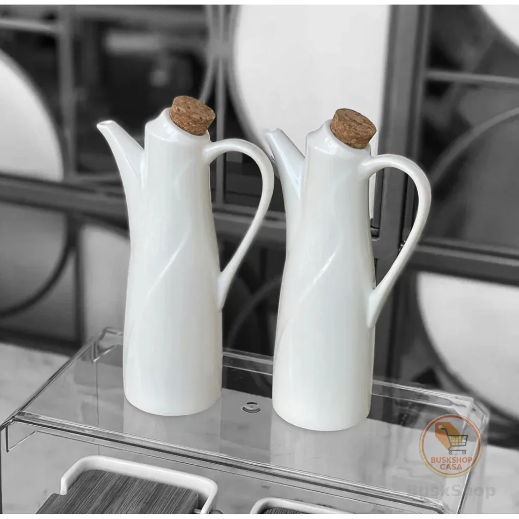 Conjunto Azeiteiro e Vinagreiro Porcelana Linha Oasis 2 Peças
