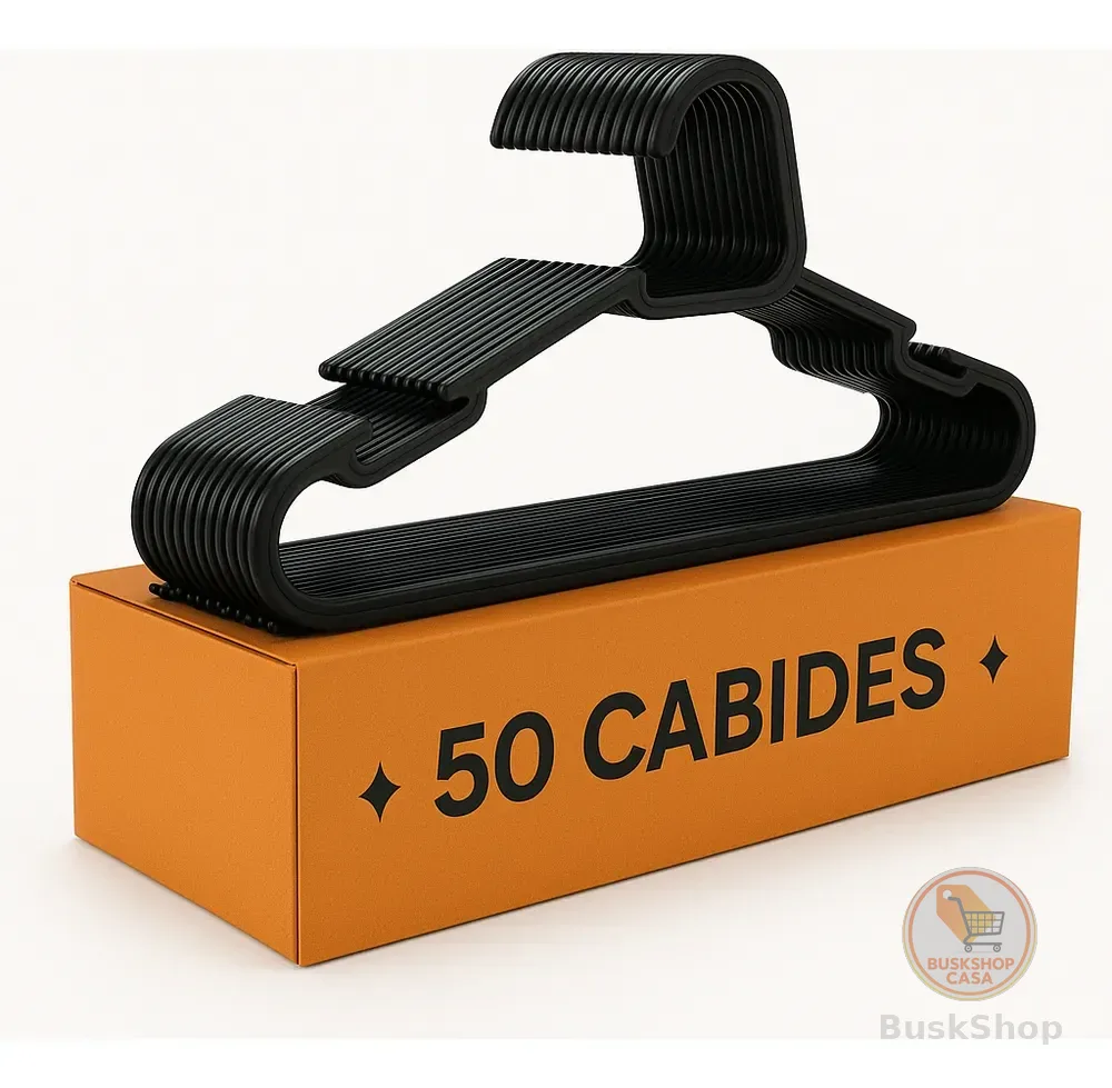 Kit 50 Cabide Adulto Preto Reforçado Organizador Combate