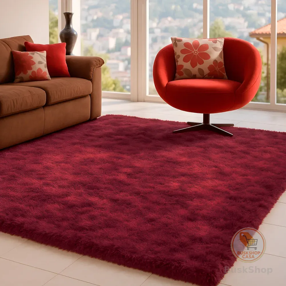 Tapete 2,00x1,50 Peludo Felpudo Sala E Quarto Cores Cor Bordô Desenho Do Tecido Pelo Alto