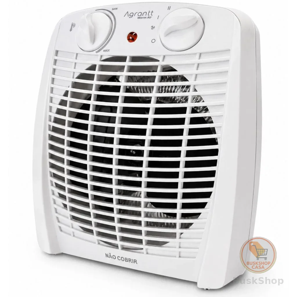 Aquecedor De Ar Elétrico Agrantt 2000w Termostato Para Banheiro Quarto Sala Escritório Portátil