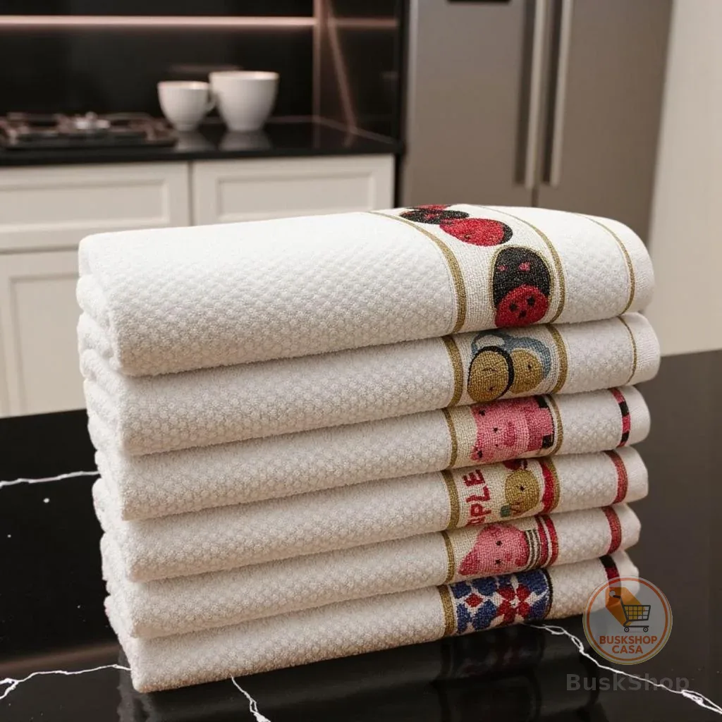 Kit 5 Panos de Prato Copa 40x65 Jacquard Atoalhado Toalha De Cozinha