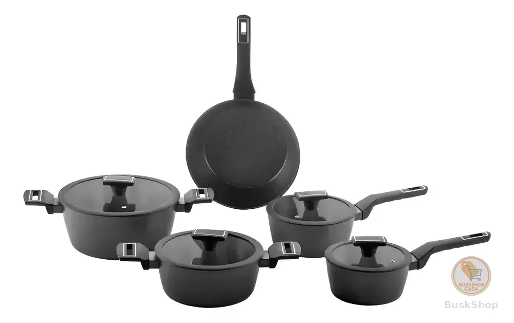Jogo De Panelas Brinox Cerâmico 5 Pçs Carbon Ceramic Indução Cor Preto