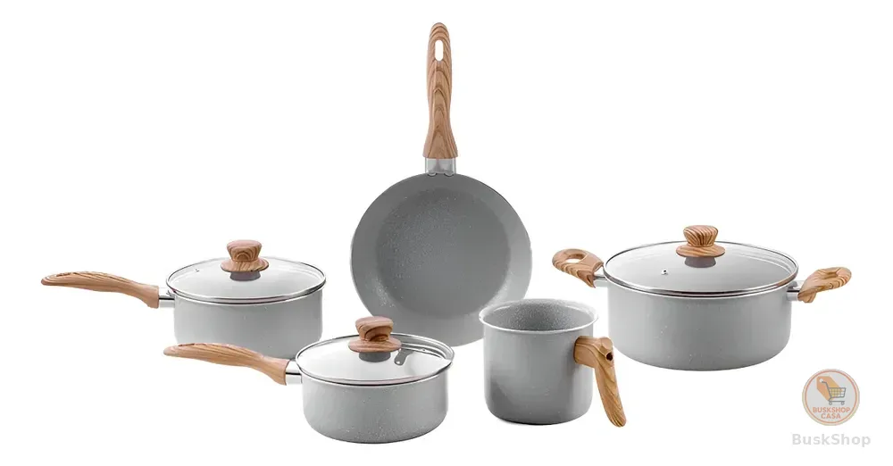 Conjunto De 5 Panelas Gris Brinox Ceramic Life Easy Cinza
