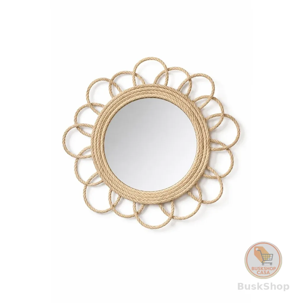 Espelho boho Flor de Sol,  Rústico em Corda Natural,  Chic, Tam. 40cm