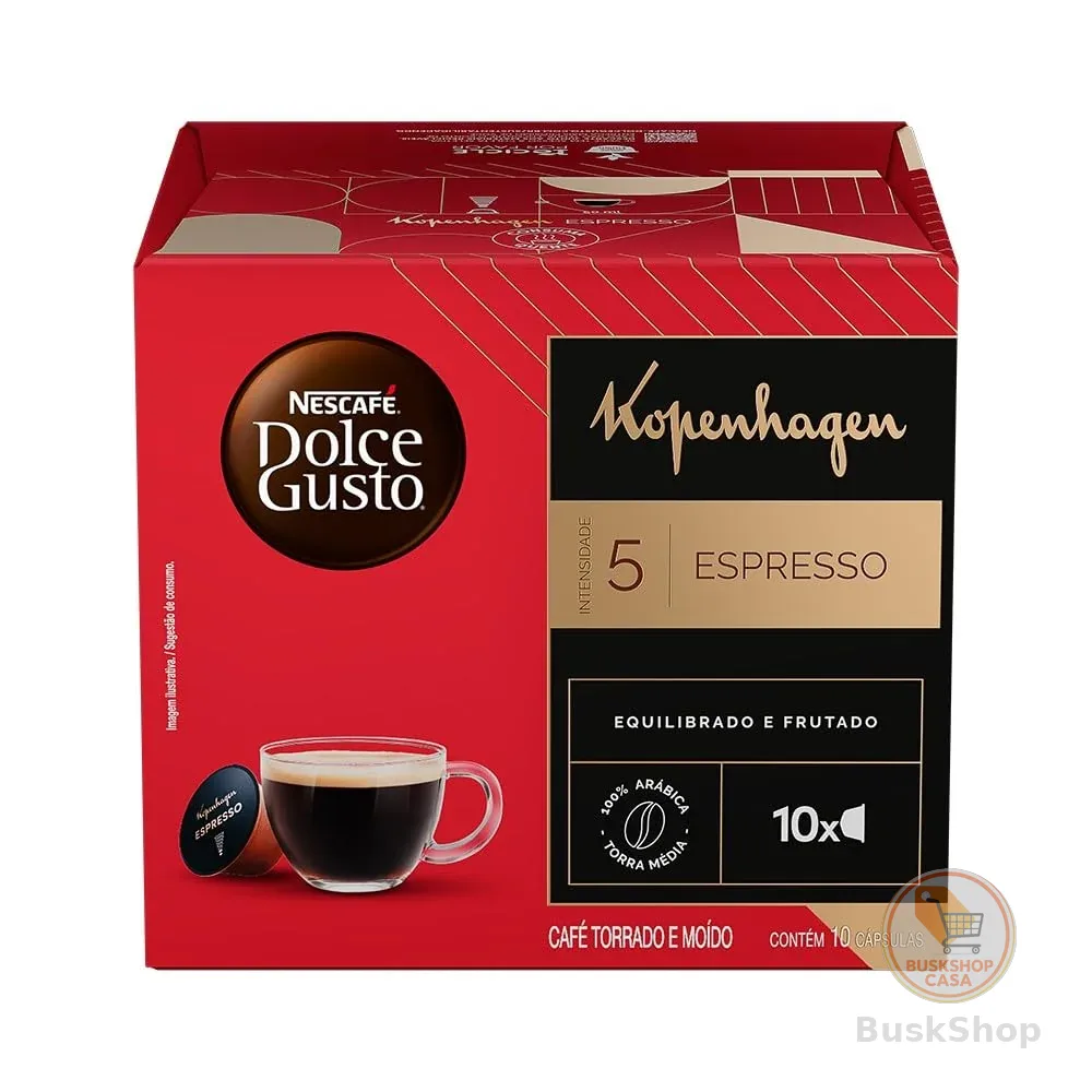 Café em Cápsula Torrado e Moído Kopenhagen Espresso Nescafé Dolce Gusto Caixa 60g 10 Unidades
