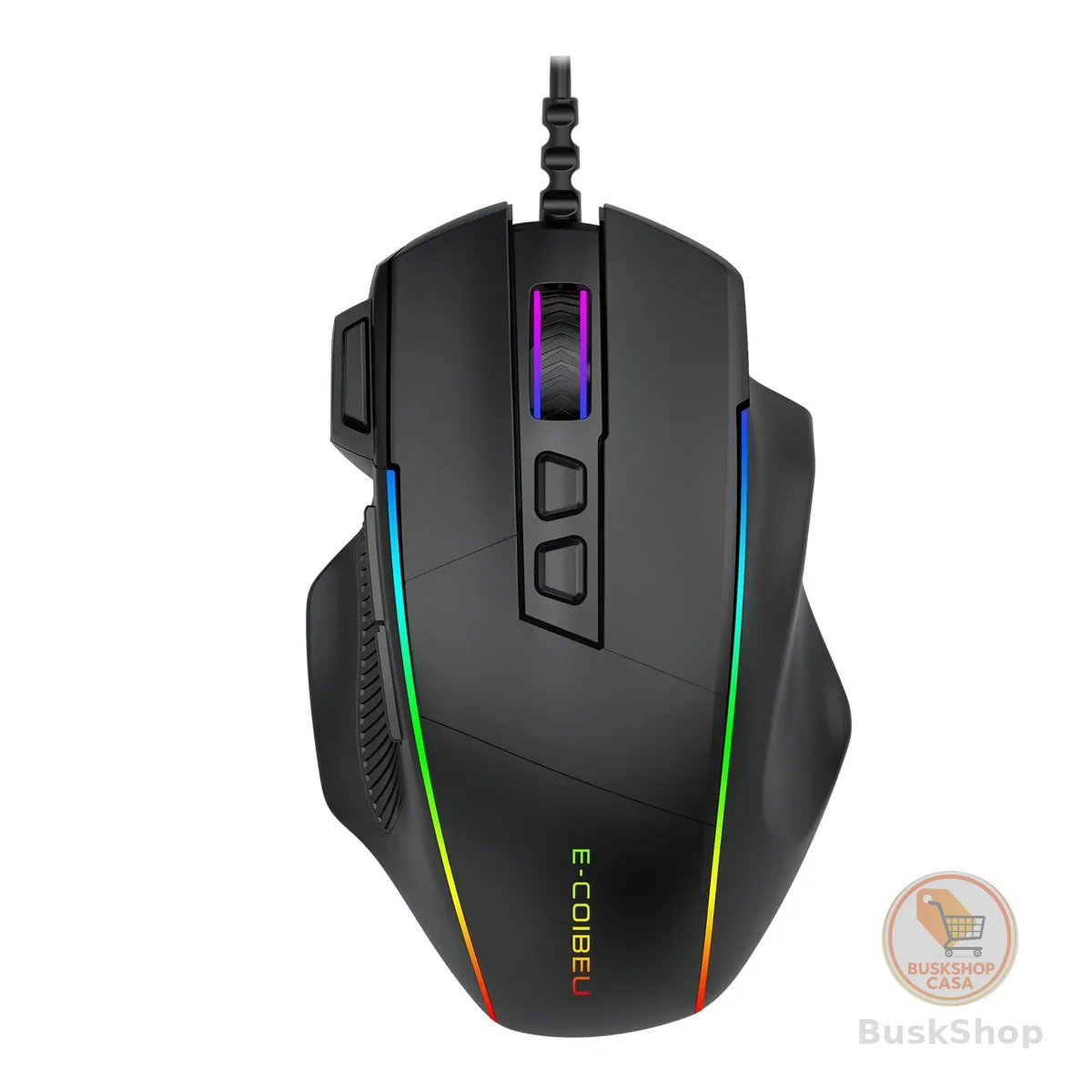 Mouse Gamer com Fio RGB, Mouse para Jogos com DPI Ajustável até 12400, 6 Botões Programáveis, Taxa de Retorno de 1000 Hz, Design Ergonômico, USB, Preto