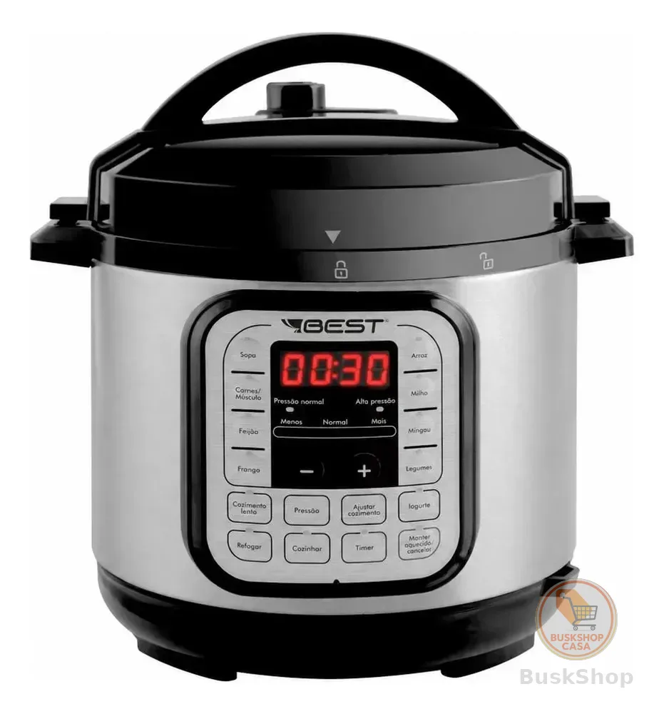 Panela De Pressão Elétrica Digital Best 6l Multifuncional Prateado E Preto 220v 60hz