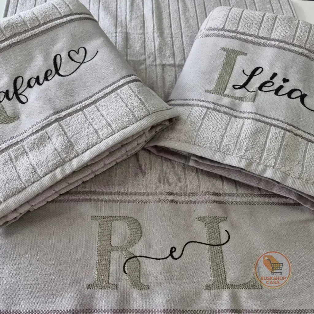 Kit 3 peças Casamento Toalha de Banho e Rosto Personalizada Com Bordado das Iniciais e Nomes