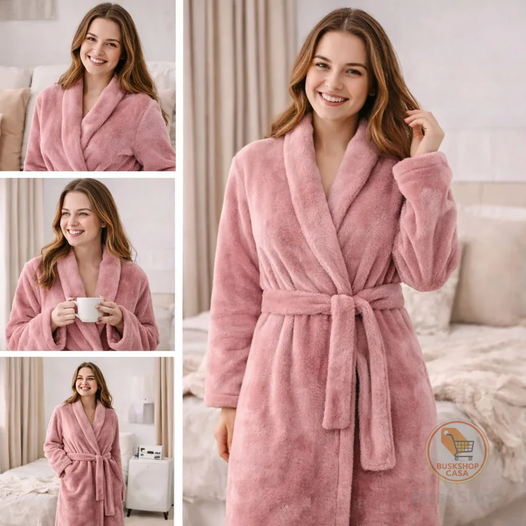 Roupão Toalha Feminino Microfibra Luxo - Rosê