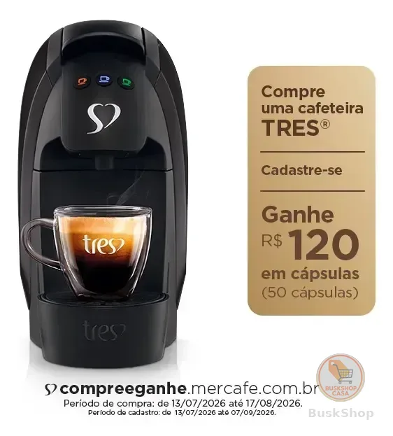 Cafeteira Espresso Luna Preta - TRES 3 Corações